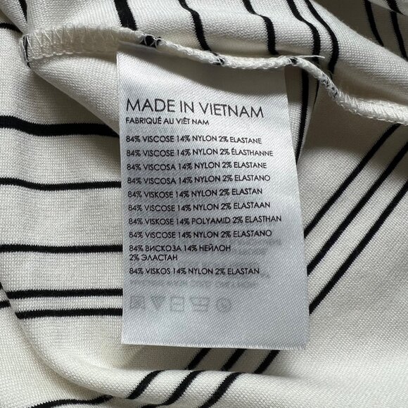 Club Monaco Size M Black White Egret Striped Square Neck Asymmetrical Midi Dress - Picture 9 of 16